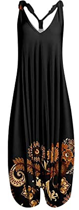 Hosenanzug Damen, Damen Hosenanzug Jumpsuit Leinen Jeans Business Hose Damen Gefütterte Sportleggings Für Jumpsuit Schlafanzug Elegant Hochzeit Sommerkleid Mit Drunter Latzhose (Schwarz,M)