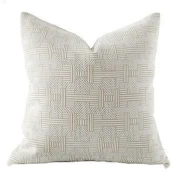 Croker Horse 20x20'' Inches Throw Pillow Cushion Cover - Emma Beige Tawny Birch Stripe Pattern Series Luxury Couch Sofa Pillow for Living Room Bedroom
