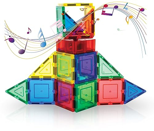 PicassoTiles Speldosa, magnet, kakel, byggsten, musikmekanik, pianomagnetiska plattor, block, byggleksak, set, STEM, lärande, utbildningssats, lekset, pojkar, flickor, småbarn, gåva, barn