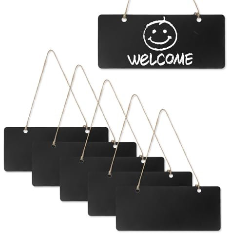KINHARD Kreidetafeln Beidseitig Klein, 6 Stück 18 x 8 cm Tafel Kreidetafel zum Aufhängen, Kreideschild Klein, Kreidetafel Türschild Können für Erinnerungsschilder, Heimdekoration