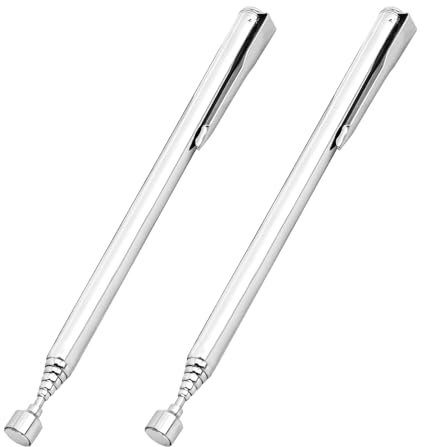 2Pcs Magnetic Telescoping Pick-Up Tool with Pocket Clip 3 Lb Extendable Magnetic Grabber Reacher Tools,for Men, DIY Handyman(Silver)
