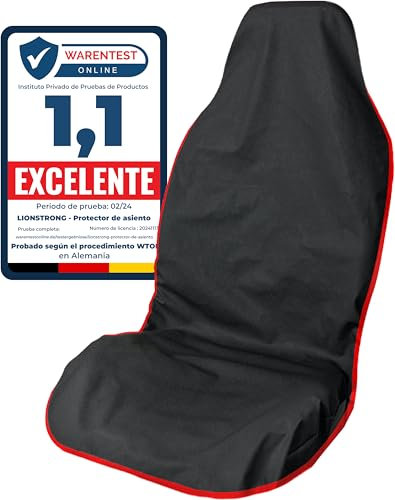 LIONSTRONG® Funda para asiento delantero de coche, universal, compatible, impermeable, para taller (poliéster, rojo)