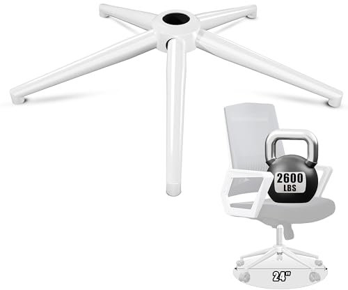 Sytopia Office Chair Base Replacement 24'' - Office Chair Base with Reinforced Metal Legs 2600lbs, Bottom Part Universal Fit for Universal Gas Cylinder & Casters – Shell White