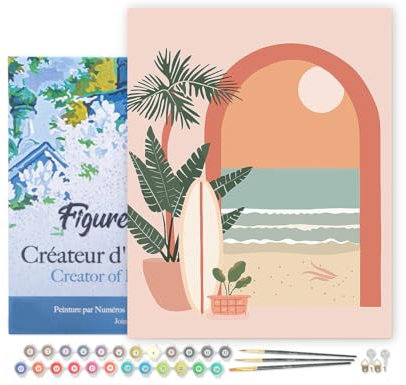 Figured'Art Peinture par Numéro Adulte avec Cadre Arche vers la mer - Activité Manuelle Kit de Loisir Créatif DIY Numéro d'Art Complet - 40x50cm toile tendue sur châssis