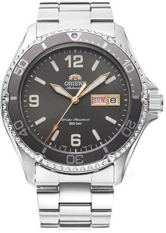 Orient Sports Kamasu Arabic - Orologio Da Uomo Automatico a Carica Manuale Impermeabile Bracciale e Cassa In Acciaio Metallizzato Quadrante Grigio - RA-AA0819N39B RA-AA0819N