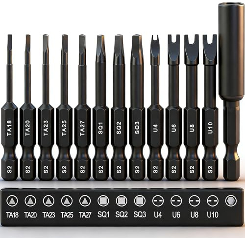 Set di 13 punte triangolari per cacciaviti da 50 mm, con testa magnetica forte da 1/4, set di punte triangolari per avvitatore a percussione