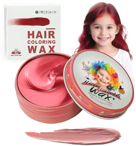 Rot Temporäre Haarfarbe für Kinder, Red Instant Haartönung Dye, Frauen Männer Rote Color Frisur Pomade, Mädchen Styling Haare Färben Cream, DIY Haar Wachs Mud für Party Cosplay Halloween