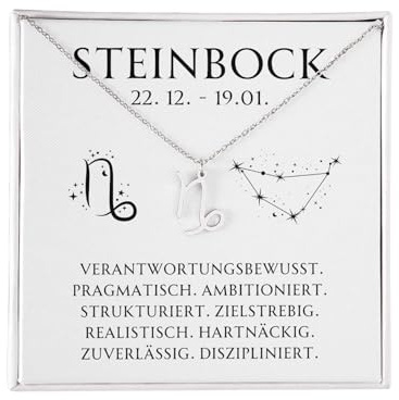 BYLITZ Sternzeichen Kette mit Geschenkbox und Karte Zodiak Halskette mit Anhänger für Frauen Tochter Damen Nichte Enkelin Freundin Mädchen