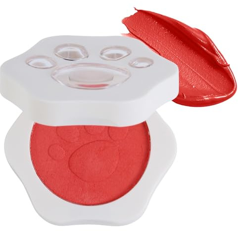 MLqkpwy Blush crema morbida, fard opaco, tintura per labbra e guance Fango opaco, crema di fard naturale con motivo artiglio di gatto, per trucco palcoscenico, uso