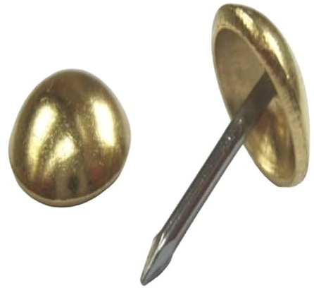 Black Barn Upholstery Supplies 6mm Head - 13mm Shank Upholstery Nails (R5) High Dome Polished Brass / 100 Nails