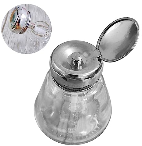 NOLITOY Botella De Vidrio Para Desmaquillante De Uñas De Dosificador Presionable Para Almacenamiento De Líquidos y Uso Portátil Manicura
