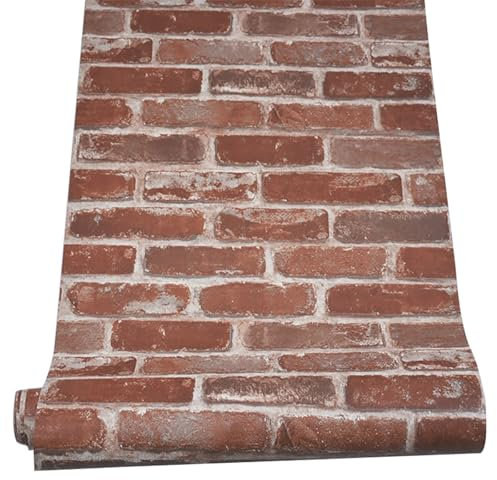 Pamatio Tapete im Retro-Stil, 3D-Muster in rote Ziegel Steinoptik mit industriellem Chic Tapeten, Wanddekorationspapier für Wohnzimmer Schlafzimmer Flure für Erwachsene, Rolle 53 cm x 9,5 m