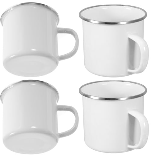 MAGICLULU Outdoor-camping-becher 4 Stück Glatte Emaille-becher Stapelbecher Für Unterwegs Und Zu Hause