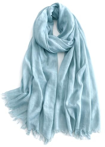 KARMA.DIEM Premium Sommerschal Damen – Seidig Weicher Schal 100% Polyester mit Soft Satin Finish – 180x65 cm – Leicht, Schimmernd & Elegant – Luxuriöses Halstuch für Frühling & Sommer - Ice Blue #45