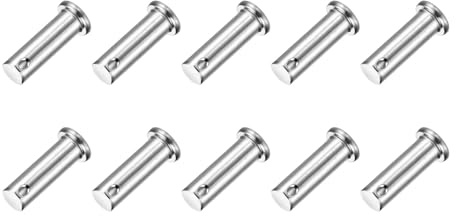 sourcing map 10 Stück M10 x 30 mm Einloch-Gabelkopf-Stifte, 304 Edelstahl, Flachkopf-Anhängerbolzen für Anhängerriegel, Mechaniker-Reparatur, Möbelinstallation, Industrieanlagen