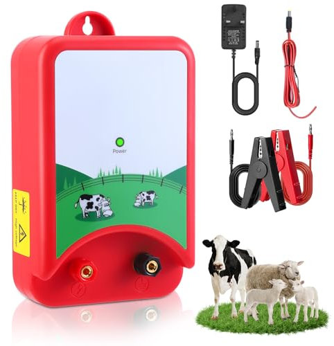 Nastopee Weidezaungerät 12v, 2J Wasserdicht Elektrischer Weidezaun 230V für 10 km Reichweite Schäferhund Elektrozaungerät für Schutz von Nutztieren Haustieren Geflügel Hausweide Gärten