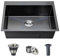 Fregadero de cocina negro, 38 x 30 cm, acero inoxidable, compacto con escurridor y escurreplatos, ideal para cocinas pequeñas, bares o cuartos de servicio (negro, 35 x 25 cm)