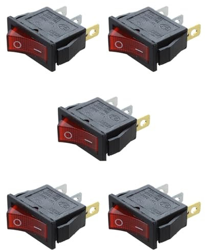 jiyaohui 5X Interrupteur A Bascule ON OFF Bipolaire 28X10mm 250V 15A ROUGE 3 Bornes