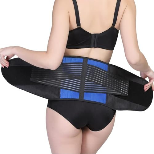 GLETSF S-6Xl Rückenbandage Herren Damen Taillenstützgürtel Großformat Doppelzug Lendenwirbel Dekompressionsgürtel Zur Stabilisierung Der Lendenwirbel Bei Sport Und Arbeit-Blue-3X
