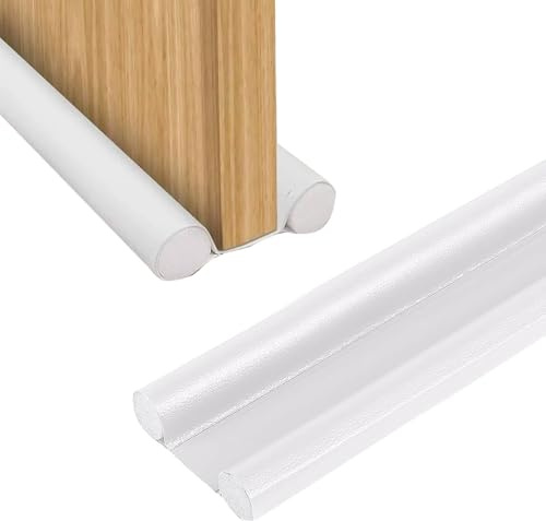 37in/96cm Double Under Door Draught Excluder, Door Draft Excluder (White)