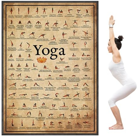 Yoga-Posenposter – Illustrierte Übungsposter für den ganzen Körper | -Fitness-Studio Yoga-Raum- -Tabelle | Fitness-Zubehör geeignet für Anfänger Fortgeschrittene und professionelles Training