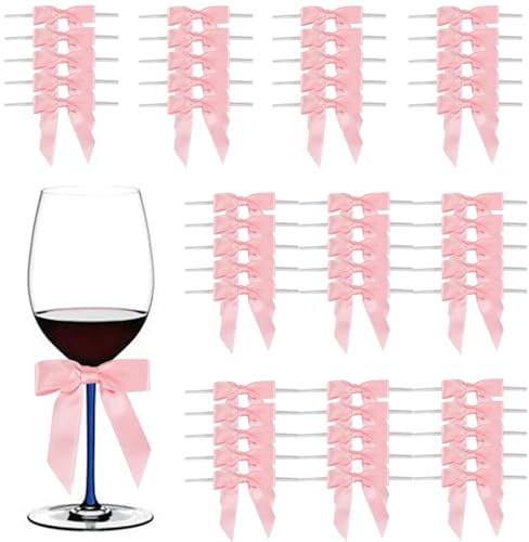50 Stück Rosa Schleife,Geschenkschleifen,Schleife Kleine Deko Schleifenverzierung für Weihnachten Hochzeit Geburtstag Kommunion,Luftballons Bows,Satinschleifen Geschenkverpackungen,Schleifen für Torte