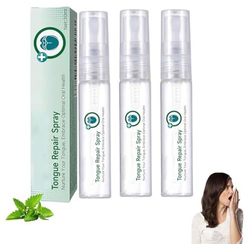 Zungenspray mit Minzgeschmack, Mundspray für frischen Atem, Pflegespray für weiße Zunge und trockenen Mund