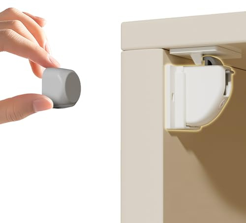 Kindersicherung Schrank & Schublade – Unsichtbare Magnetische Schubladen, Schranksicherung für Babys, 8 Schlösser + 2 Schlüssel