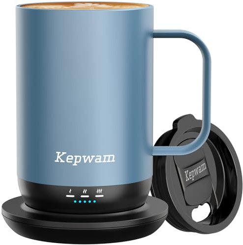 Kepwam Self-Heating Coffee Mug T1-16oz, Fast Heating Rechargeable Heated Coffee Mug, Smart Mug with App & Button Control, Ideal Gift for Coffee Lovers & Hot Drink Enthusiasts