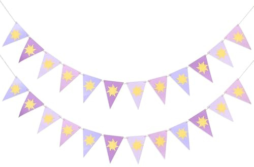 Purple Sun Flag Happy Birthday Banner - Purple Sun Bunting Birthday Banner Party Decoration Flag String Bunting Garland for Supplies Decor Wedding Lavender Photo Props
