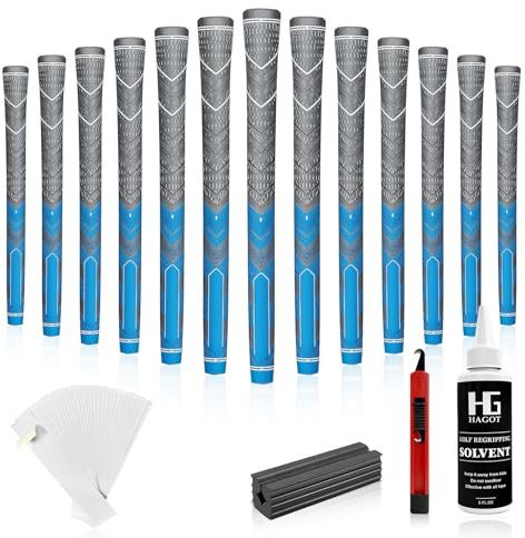 HAGOT 17 Pezzi Impugnature da Golf in Gomma Premium, Kit Completo per Il Regripping, Elevata Trazione, Ammortizzanti e Antiscivolo, Universali per Mazze da Golf di Tutte Le Dimensioni