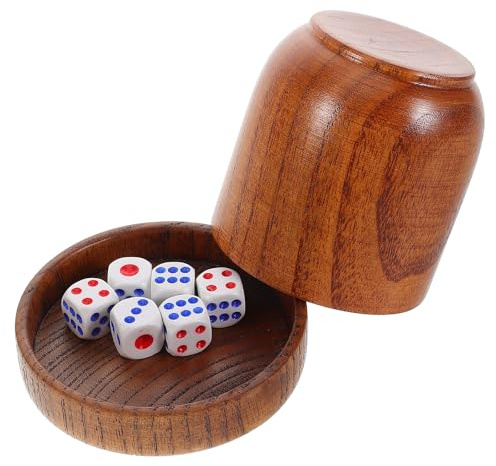 OFFSCH Cubilete de Madera Maciza para Dados con Tapa Juego de Dados para Fiestas y Bares Vaso Agitador Suministros para Karaoke y Entretenimiento Set de 1 Cubilete