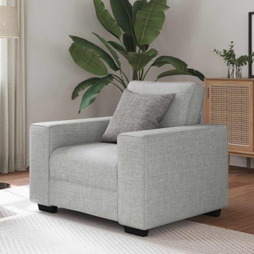 GeenYuu Sessel Wolkengrau 60 cm Sitzbreite, Polyestergewebe, Robuster Holz-Metallrahmen, Komfortables Loungesofa für Wohnzimmer, Schlafzimmer