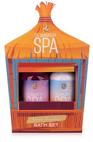 Set de baño Accentra SUMMER SPA en caja de regalo para mujeres, set de cuidado corporal con gel de ducha de 100 ml y loción corporal de 100 ml, Summer Sensations, idea de regalo para cumpleaños