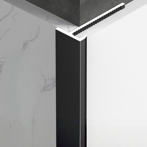 Coayuou Profilés De Finition pour Carrelage en Aluminium 100 Cm*3, Baguette D’Angle Métal pour Carrelage, Bordure De Protection Anti-Fissure pour Épaisseur 3,2 Mm(Black)