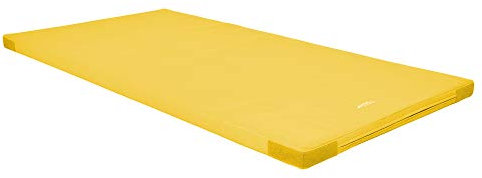 Grevinga® Leichtturnmatte VB 80 | TÜV-Süd zertifiziert | Fitnessmatte | Gymnastikmatte | Turnmatte (200 x 100 x 8 cm, Gelb mit Klett- und Flauschecken)