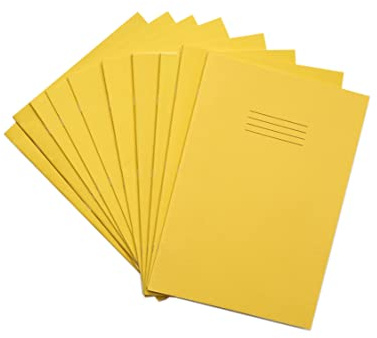 Rhino A4 Exercise Books, 48-Page / 7mm Squared Paper Notebook, 10-Pack, Office & School Stationery Supplies, Yellow