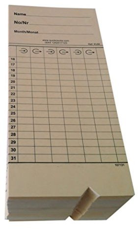 QuickClocks Stempelkarten - Karten für Stempeluhr (x200) | Garantierte Kompatibilität Mit QC200/QC400N/QC500E/QC500ED/BX1500E