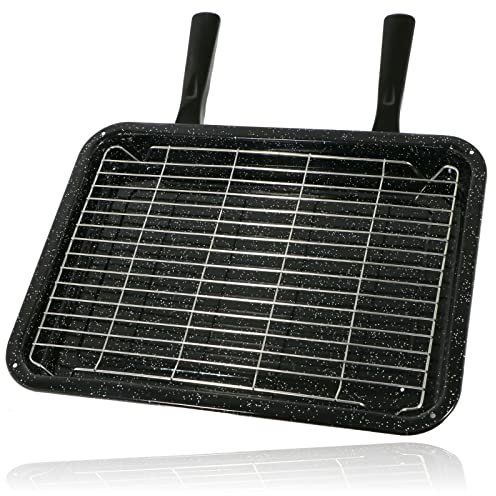 Spares2go Große Grillpfanne aus Glasemaille, kompatibel mit Neff Backofen/Herd (420 mm x 300 mm)