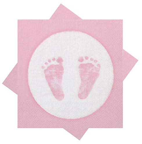 Ambiente 20 Papierservietten Babyfüße Fußabdruck Mädchen rosa Tischdekoration Babyparty
