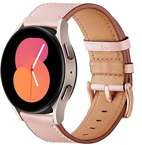 SUNDAREE Armband Kompatibel med Samsung Galaxy FE 40MM/Watch 5 40MM/Watch 4 40MM/Active 2 40mm SM-R830/Active SM-R500/42MM SM-R810/Gear S2,20mm rosa läder läderarmband ersättningsband klockarmband