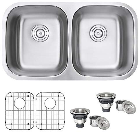 Ruvati 32-in 16-Gauge 50/50 Undermount Double Bowl Sink - RVM4300