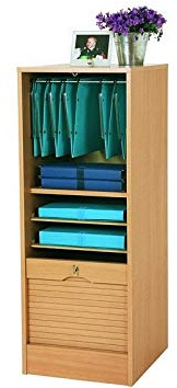 SIMMOB Classeur à Rideau Blanc ou Hêtre 6 Etagères L 41.4 H 108.4 P 44 cm - Hêtre