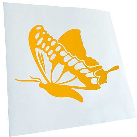 Kiwistar - Autoaufkleber - gelb - 60 x 44 cm - Schmetterling - Heckscheibenaufkleber Auto Aufkleber wetterfest für Kfz LKW Mofa Truck - Sticker außen selbstklebend Tuning Zubehör für Fenster Fahrzeug