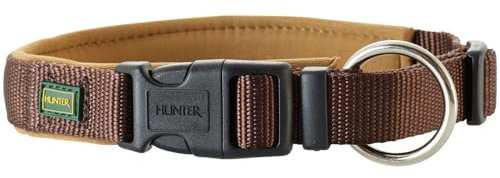 HUNTER Hundehalsung NEOPREN VARIO PLUS, Farbe: braun/caramel, strapazierfähiges Nylon, weiche Neoprenpolsterung, stufenlos verstellbar, mit Zugentlastung, pflegeleicht, komfortabel, Größe: L/2,5