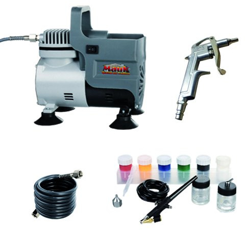 Mauk Airbrush Kompressor Set mit Farben und Zubehör