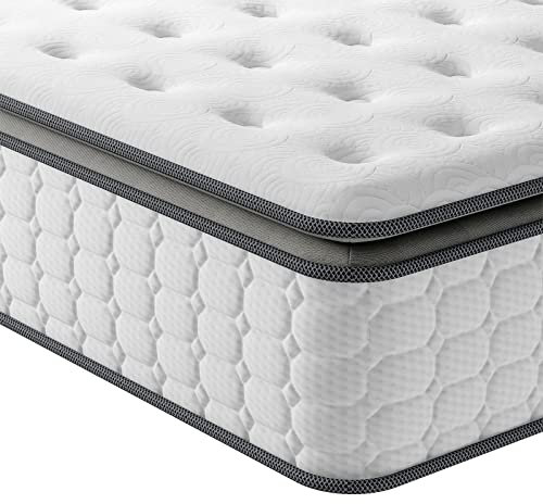 Vesgantti 4FT6 Double Mattress, 10.6 Inch Pocket Sprung Mattress Double with Breathable Foam and Individually Pocket Spring - Medium, Upgraded Pillow Top Collection