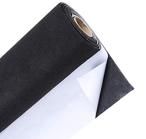 Caydo Large Black Self Adhesive Felt Sticky Felt Fabric Roll Shelf Liner | for Costume Decor Jewelry Box and Drawer Liner Art and Craft Projects Making (40 x 200cm)