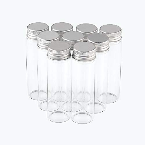 12pcs Botellas de Vidrio Transparente 50 ml con Cubierta Aluminio Plateado Para Decoración Artesanal de Perfume Líquido