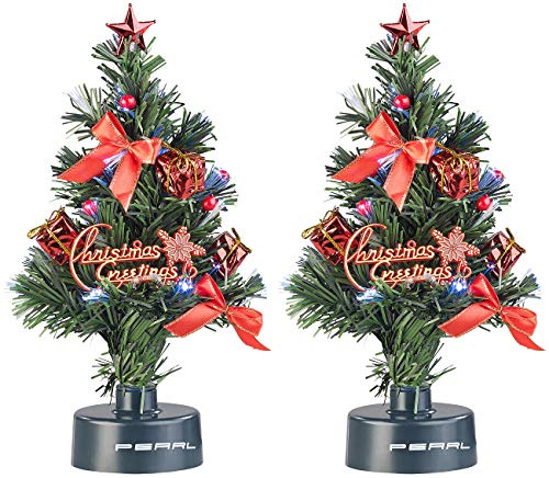 PEARL Weihnachtsbaum für LKW: 2er-Set USB-Weihnachtsbäume mit LED-Farbwechsel-Glasfaserlichtern (Weihnachtsbaum fürs Auto, LKW 24 Volt, Beleuchteter Tannenbaum)